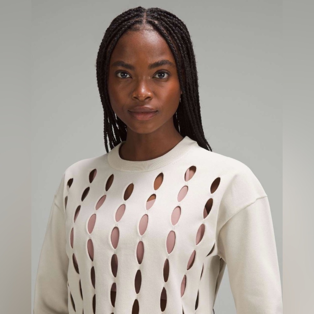 Lululemon Open-Hole Mesh Knit Pullover in Bone - Picture 3 of 7